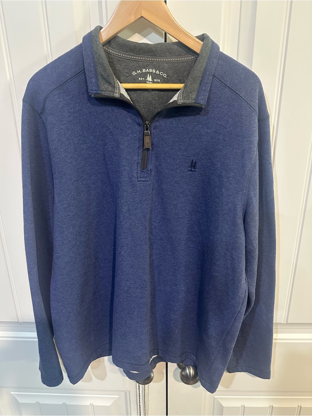 G.H. Bass & Co. Mens Blue Quarter-Zip Pullover Sweater Mens Size Large